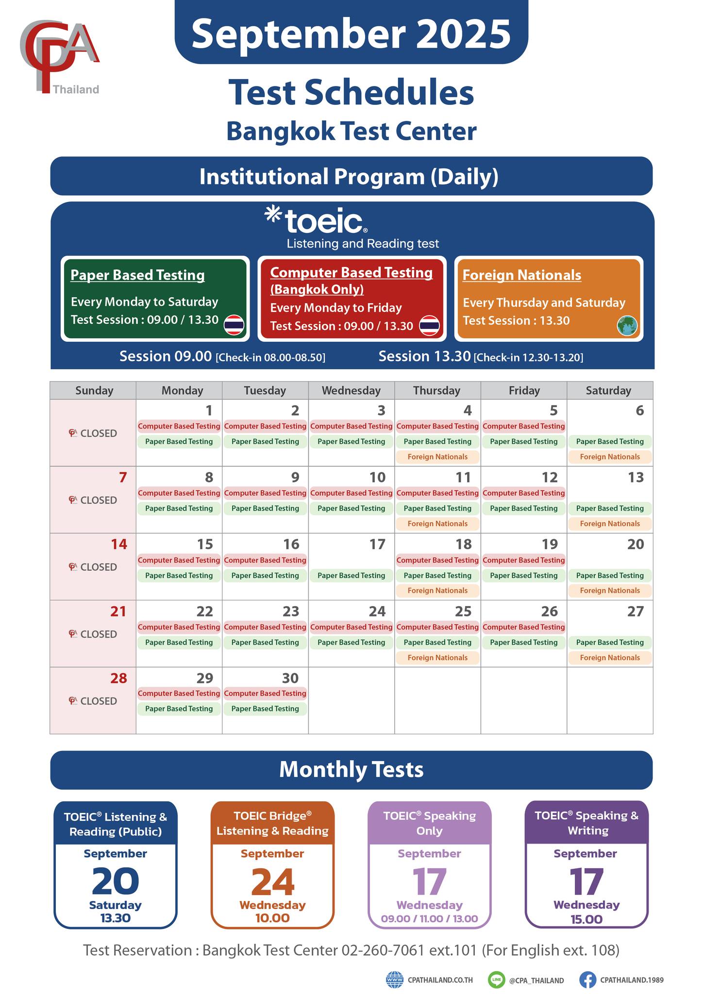 TOEIC Schedule SEPTEMBER 2025